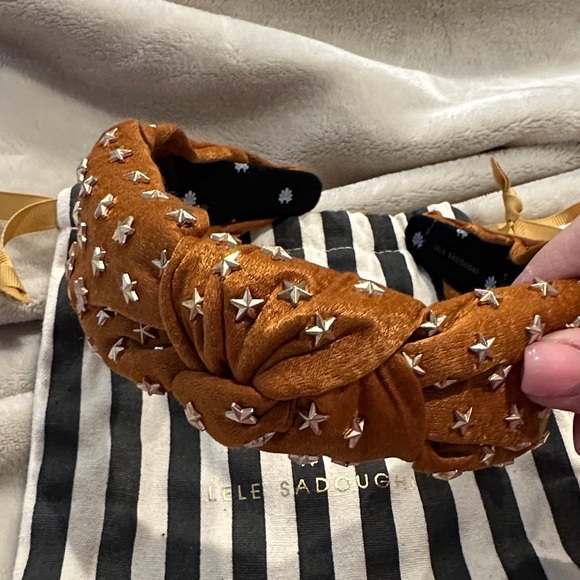 Lele Sadoughi Brown Headband with Gold Stars - Picture 2 of 2